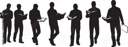 Black Solid Fashion Designer Silhouettes Set of Six on White Background