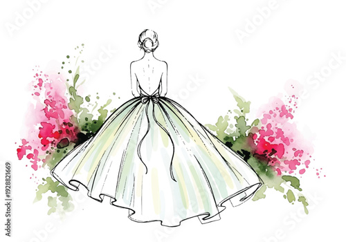 A beautiful woman in a white dress surrounded by flowers