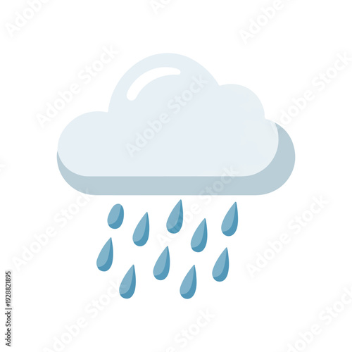 A cartoon image of a cloud with raindrops falling down