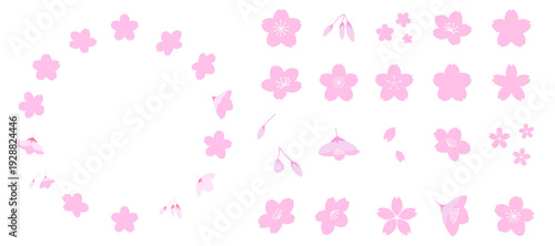 色々な形の桜のイラストセット　アイコン　フレーム