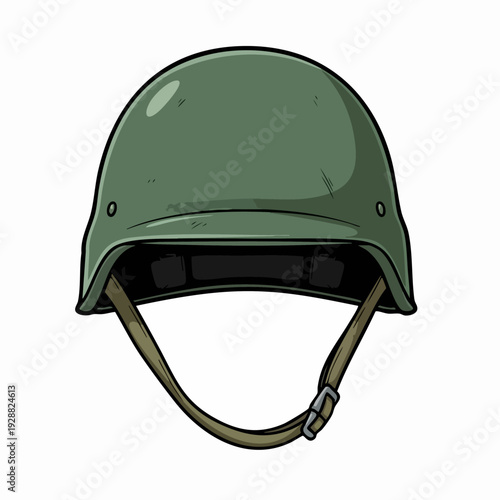 Green military helmet isolated on white background.