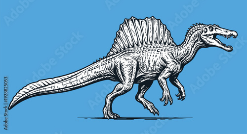 Prehistoric Spinosaurus Dinosaur Vector Illustration