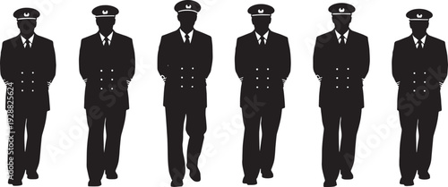 Black Solid Captain Hands Behind Back Set of Six