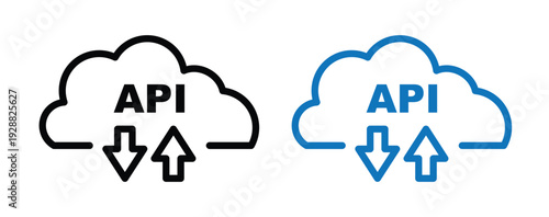 Cloud API data transfer upload and download interface technology icon for software integration and web service communication vector illustration.