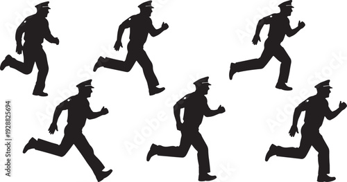 Black Solid Captain Leaning Against Wall Set of Six