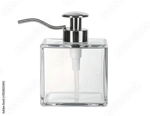 Sleek, clear glass dispenser with chrome pump
