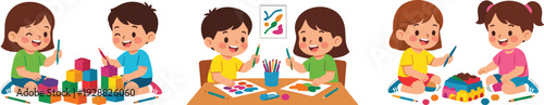children kids drawing painting blocks play creative