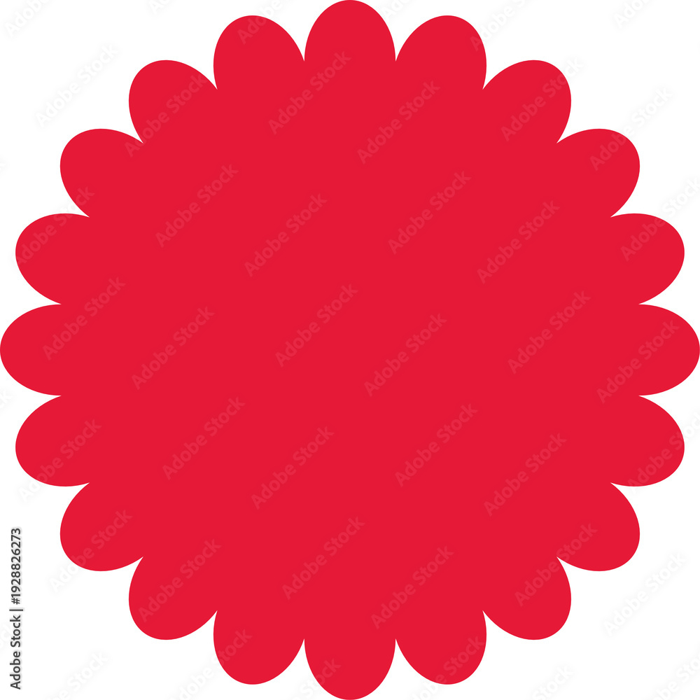 Obraz premium Illustration of a red circular picture frame with a scalloped edge, for decoration.
