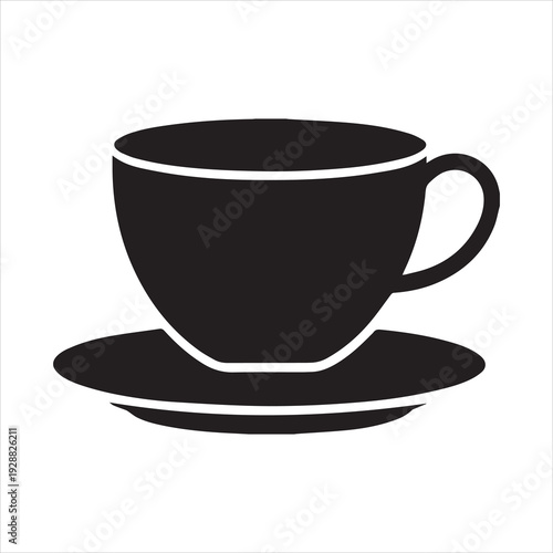 Teacup and saucer silhouette icon isolated on transparent background