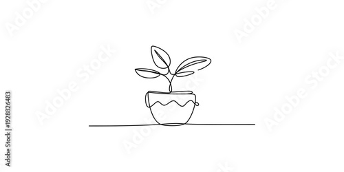 A woman working on a laptop surrounded by financial data charts and graphs in one line art style Vector, illustration