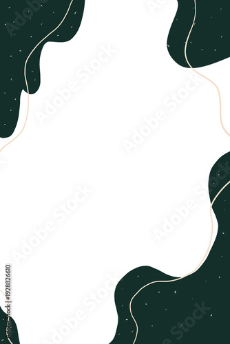 Abstract Forest Green Organic Shapes Background with Beige Curves