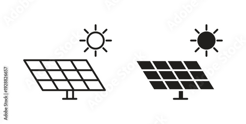 Solar energy icon Thin Collection. Editable Stroke. Suitable for Websites