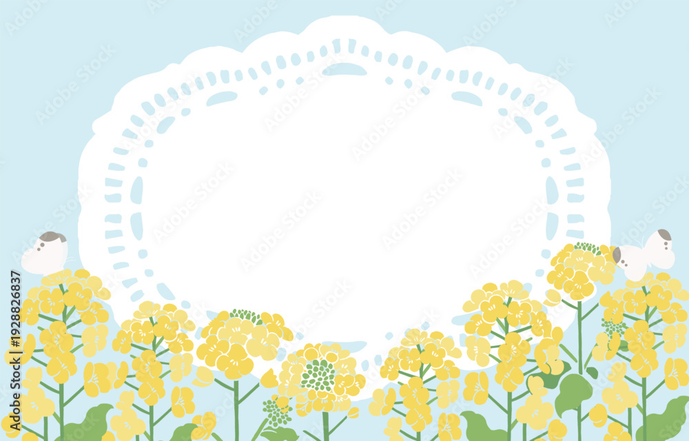 Obraz premium Textile Style Nanohana (Canola Flower) Vector Template (No Text) | Spring Floral Background Illustration