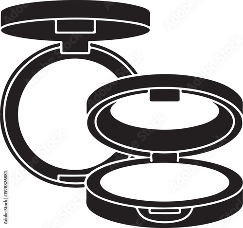 Beauty accessories collection of compact face powder makeup essentials