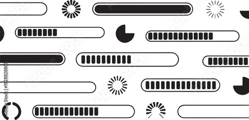 Loading bars and progress indicators seamless pattern