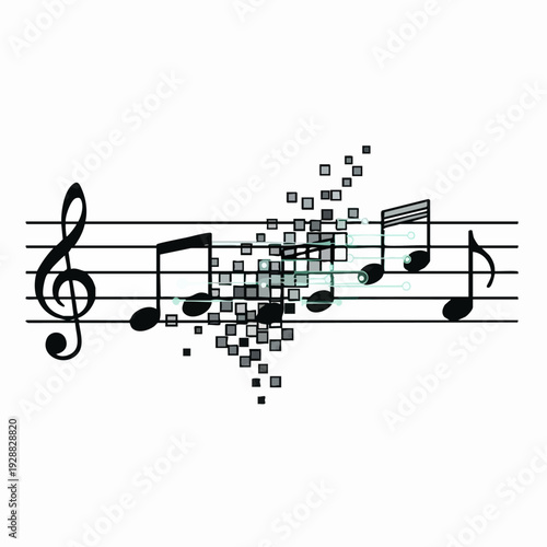 Music notation with notes and treble clef.