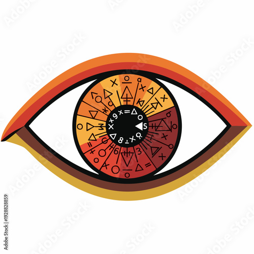Mystic Eye With Clockwork Symbols Illustration.