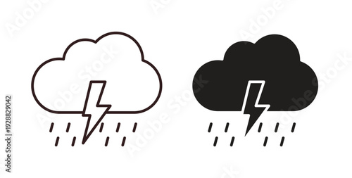 Thunderstorm icon Thin Collection. Editable Stroke. Suitable for Websites