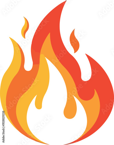 A bright and vibrant flame icon in orange and yellow, symbolizing heat and energy