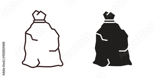 Trash bag icon Thin Collection. Editable Stroke. Suitable for Websites
