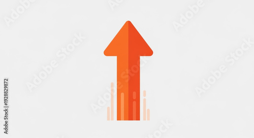 Orange arrow pointing upwards on a light gray background.