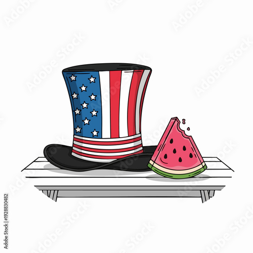 Patriotic Uncle Sam Hat Illustration.