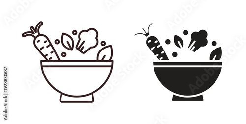 Vegetarian food icon Thin Collection. Editable Stroke. Suitable for Websites