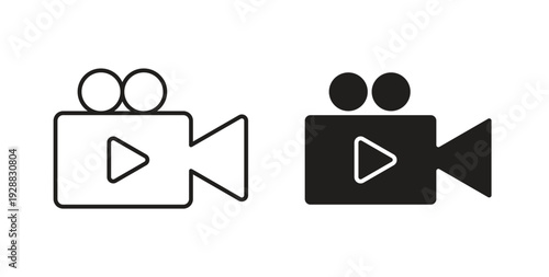 Video camera icon Thin Collection. Editable Stroke. Suitable for Websites