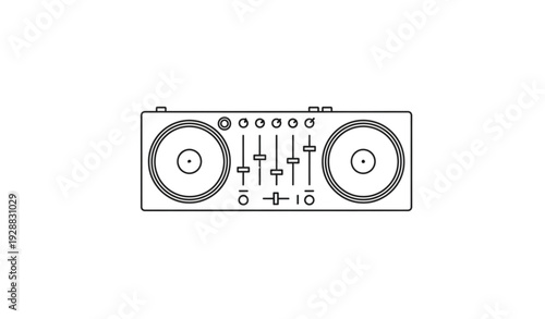A minimalist vector graphic illustration of a DJ mixer console