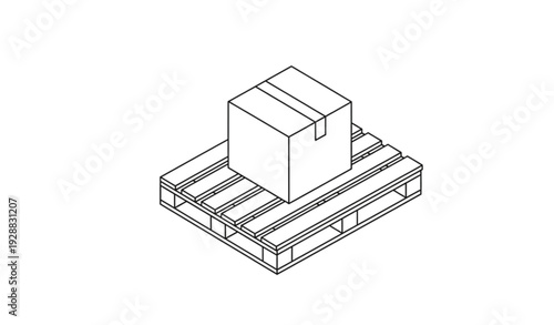 A minimalist vector graphic of a cardboard box on a pallet