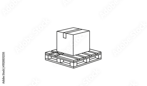 A simple line art illustration of a box on a pallet