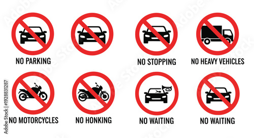 Traffic Signs Prohibiting Various Vehicles and Actions.