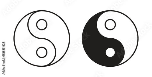 Yin yang icon Thin Collection. Editable Stroke. Suitable for Websites