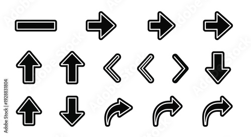 Collection of Various Black Arrows Icons.