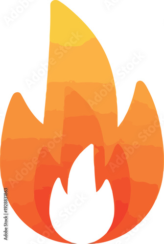 Stylized flame icon with warm orange and yellow hues symbolizing heat and energy, perfect for digital or print design projects