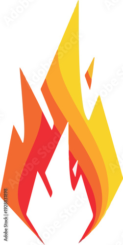 Stylized fire icon with vibrant orange and red flames creating a dynamic and energetic visual representation of heat and passion