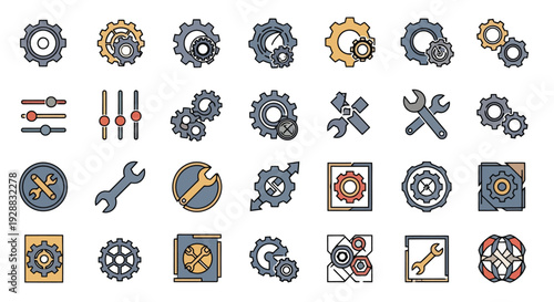 Collection of Various Mechanical Gears and Tools.