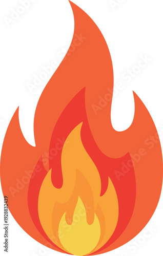 Vibrant Red and Orange Flame Icon symbolizing heat, energy, and passion in a clean, stylized graphic design