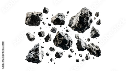 Floating Dark Asteroid Rocks or Coal Nuggets