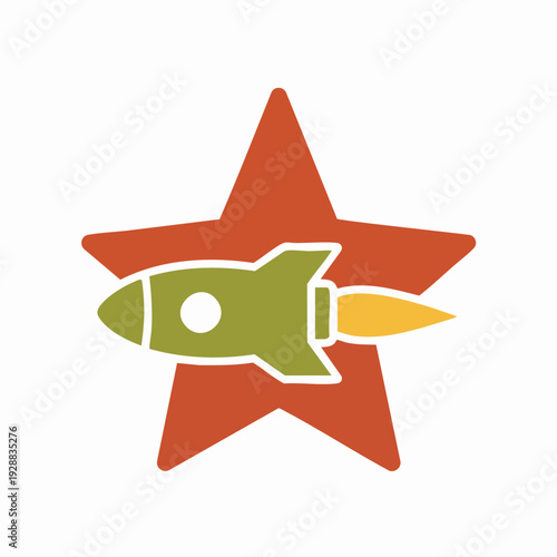 Rocket Illustration with Star Backdrop.