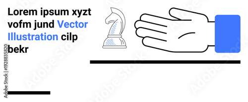 Leadership strategy, corporate decision-making, teamwork, business concepts, motivation, negotiation. Chess knight and open hand graphic in a modern design. Leadership strategy and corporate