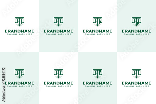 Letters CN CO CP CQ CR CS CT CU Shield Line Logo Set, for NC OC PC QC RC SC TC UC Initials