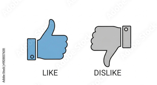 Like and Dislike Symbols Showing Approval and Disapproval.