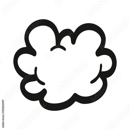Cartoonish Cloud or Speech Bubble Outline Illustration on White Background