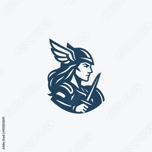 Modern Valkyrie Goddess Logo