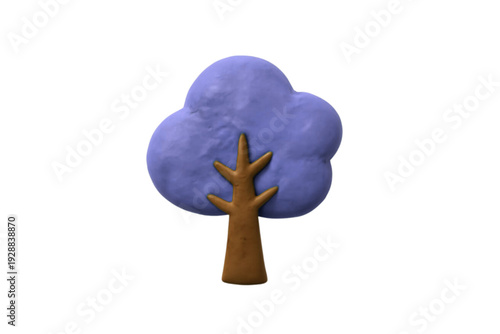 粘土の3Dアートの木　青