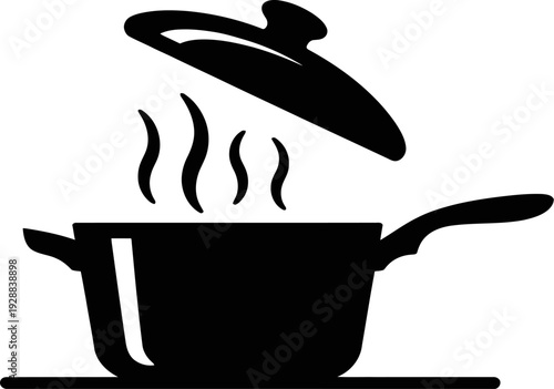 Steaming hot pot with lid removed