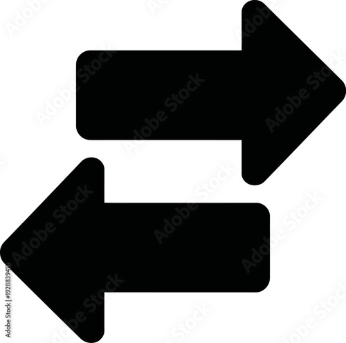Two black arrows pointing in opposite directions