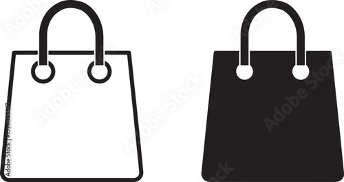 Shopping Bag Icons - Black and White Designs for Retail and Commerce