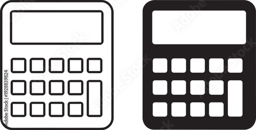 Calculator Icons - Numerical Calculation Tools in Black and White